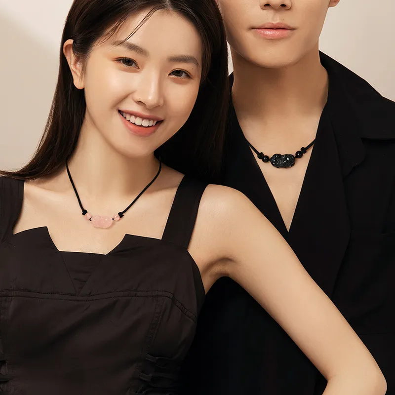 Central Fashion Natural Obsidian Necklaces Men's-6