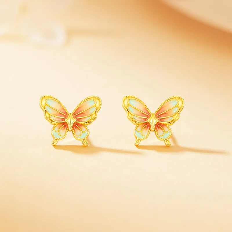 Central Fashion 925 Sterling Silver Stud Earrings Women's Gold-15