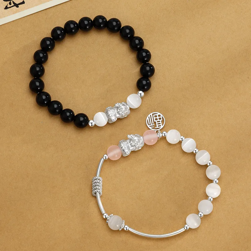 Central Fashion Obsidian Jade Bracelet, Good Luck Unisex-2