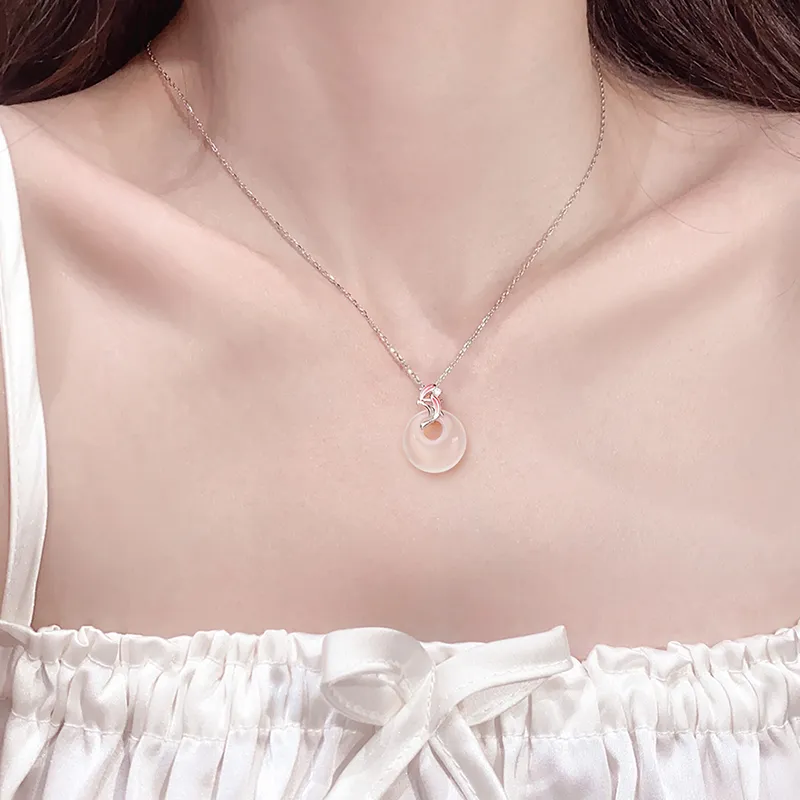 Central Fashion Chalcedony Jade Necklaces Women's-3