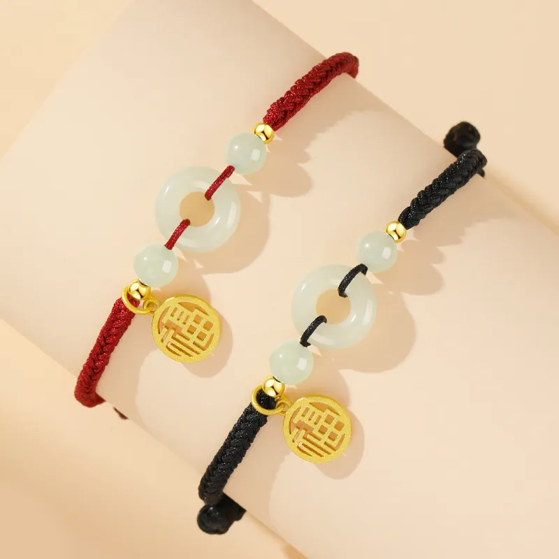Central Fashion Hetian Jade Bracelets Green Jade Unisex-11