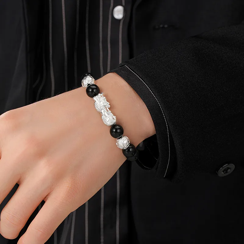 Central Fashion Natural Obsidian Jade Bracelets Unisex-1