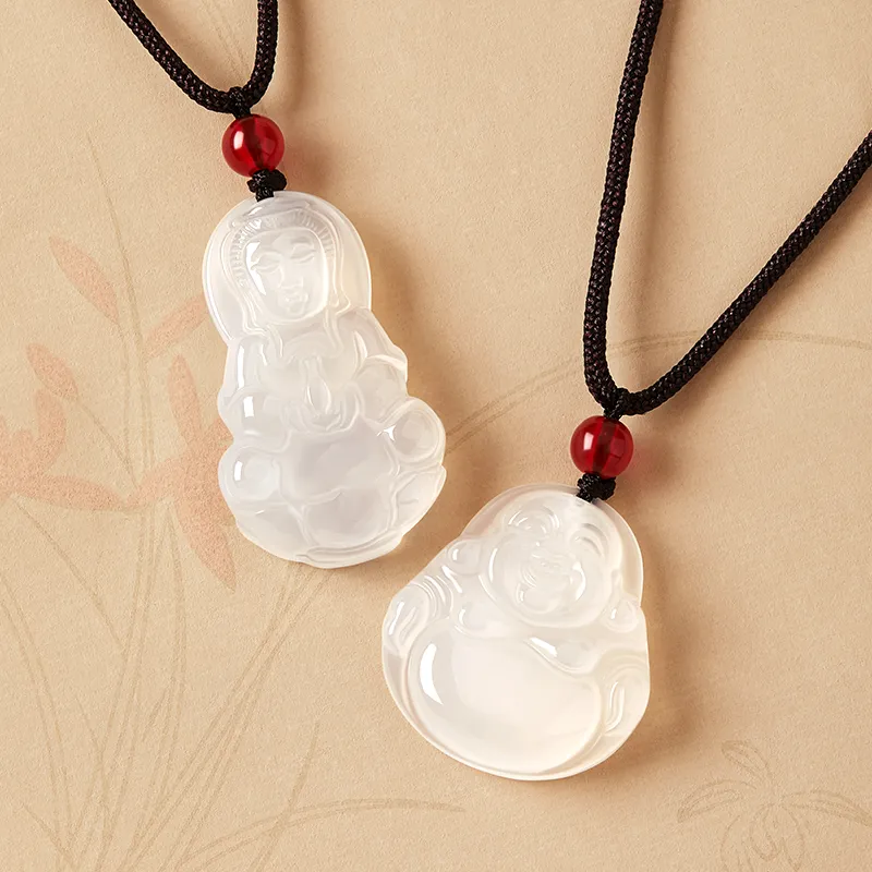 Central Fashion Chalcedony Jade Necklaces Unisex-4