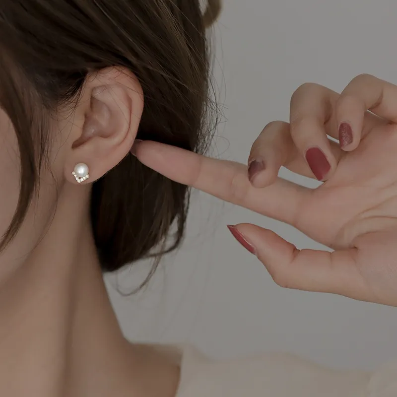 Central Fashion Pearl Stud Earrings Women's-3