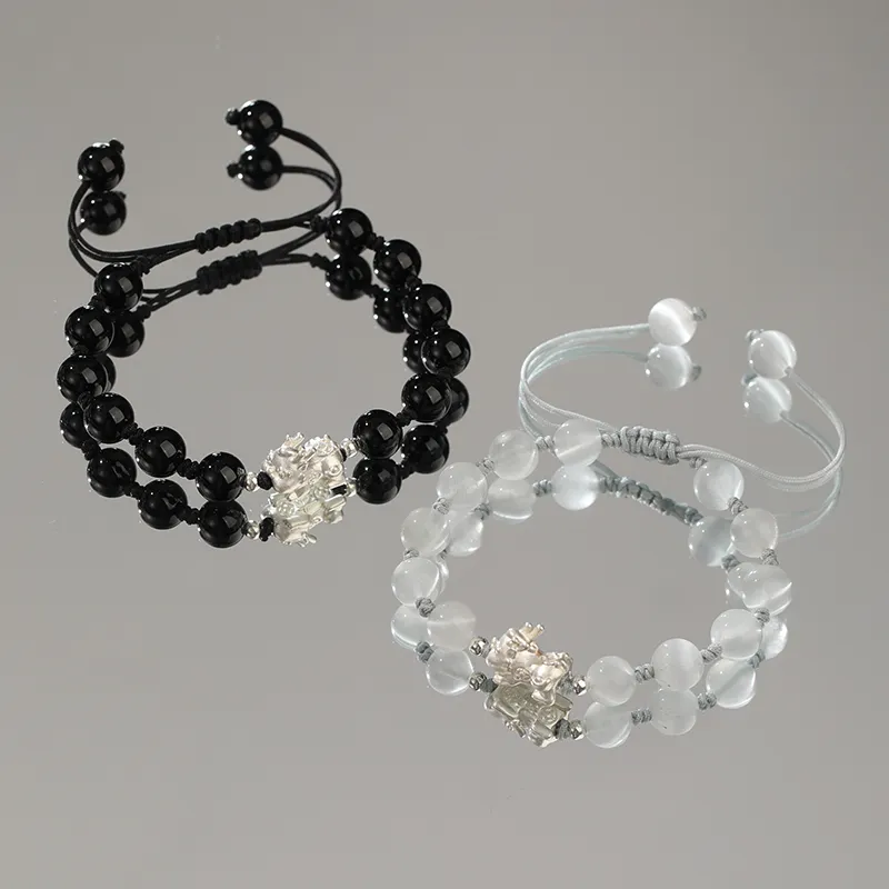 Central Fashion Obsidian Jade Bracelets Unisex-7