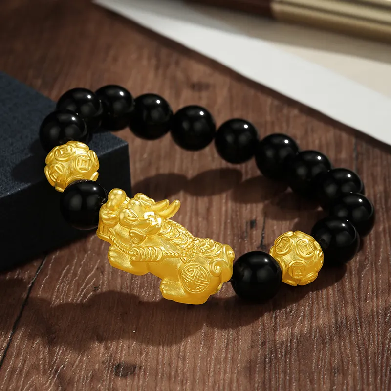 Central Fashion Natural Obsidian Jade Bracelets Unisex-7