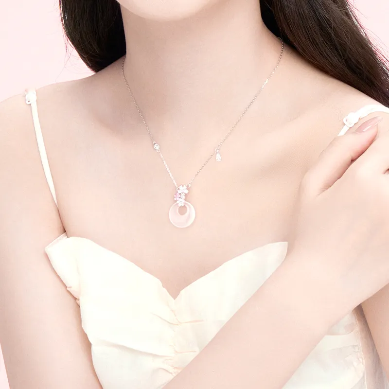 Central Fashion Chalcedony Jade Necklaces Women's-3