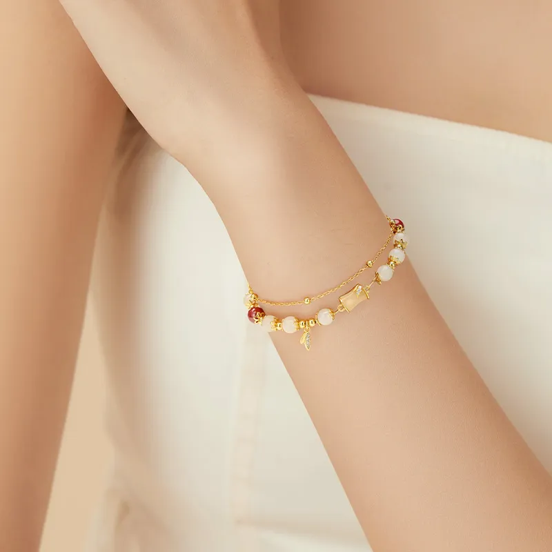 Central Fashion Bracelets Pale Greenish White Jade Women's-4