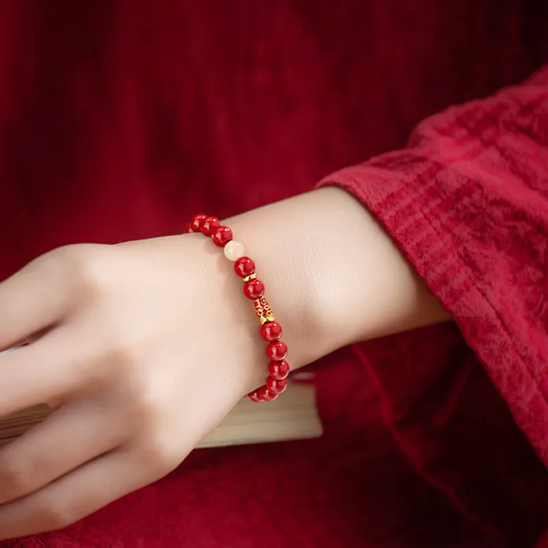 Central Fashion Reconstructed Cinnabar Bracelets Women's-2