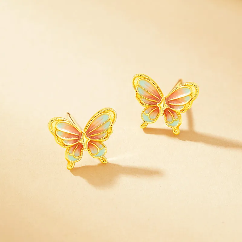 Central Fashion 925 Sterling Silver Stud Earrings Women's Gold-14