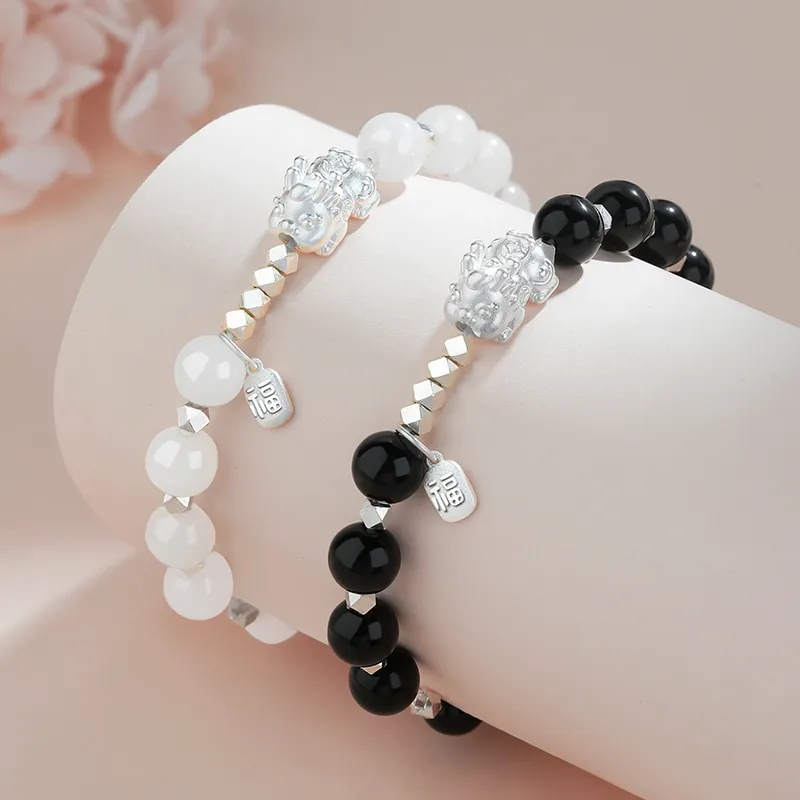 Central Fashion Obsidian Jade Bracelets Unisex-12