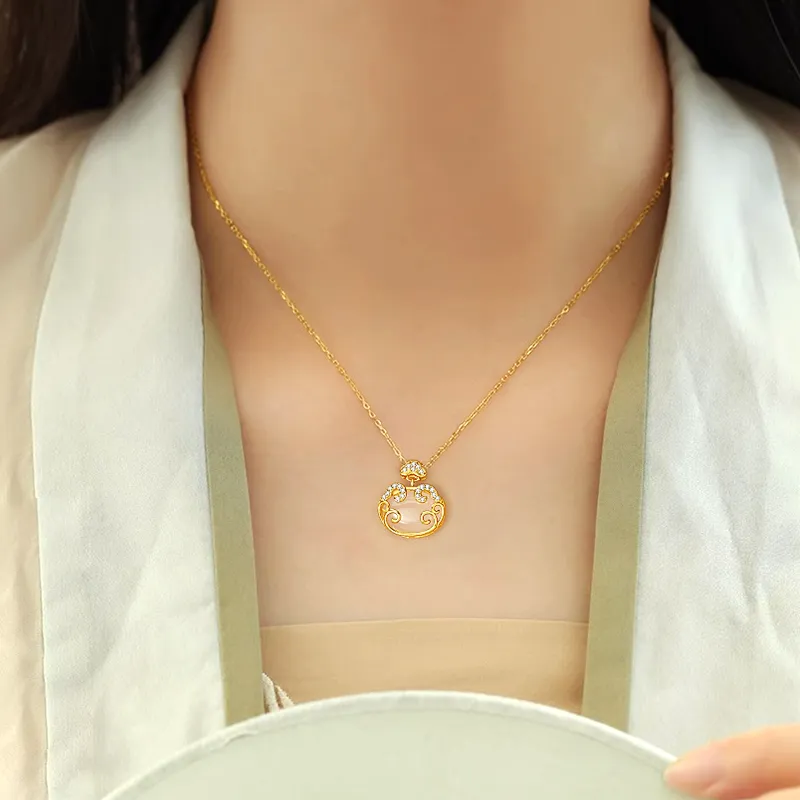 Central Fashion Chalcedony Jade Necklaces Women's-3