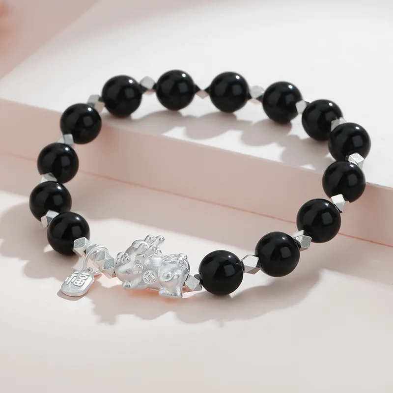 Central Fashion Obsidian Jade Bracelets Unisex-6