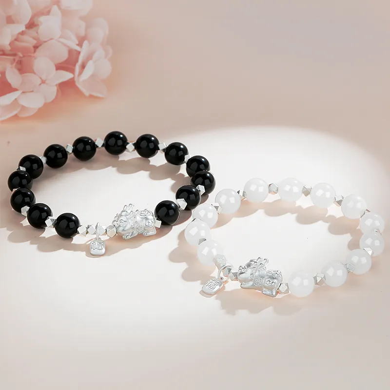 Central Fashion Obsidian Jade Bracelets Unisex-8