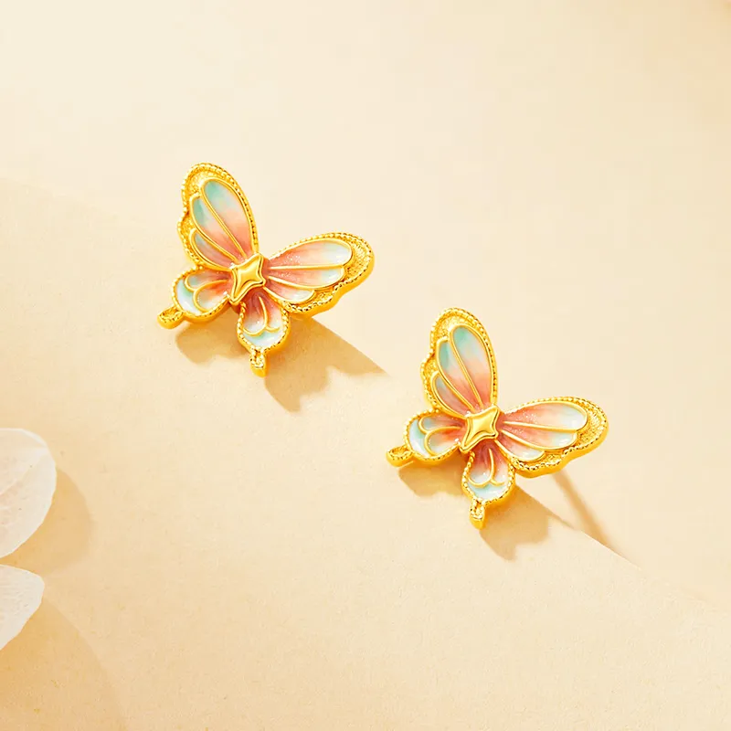 Central Fashion 925 Sterling Silver Stud Earrings Women's Gold-13