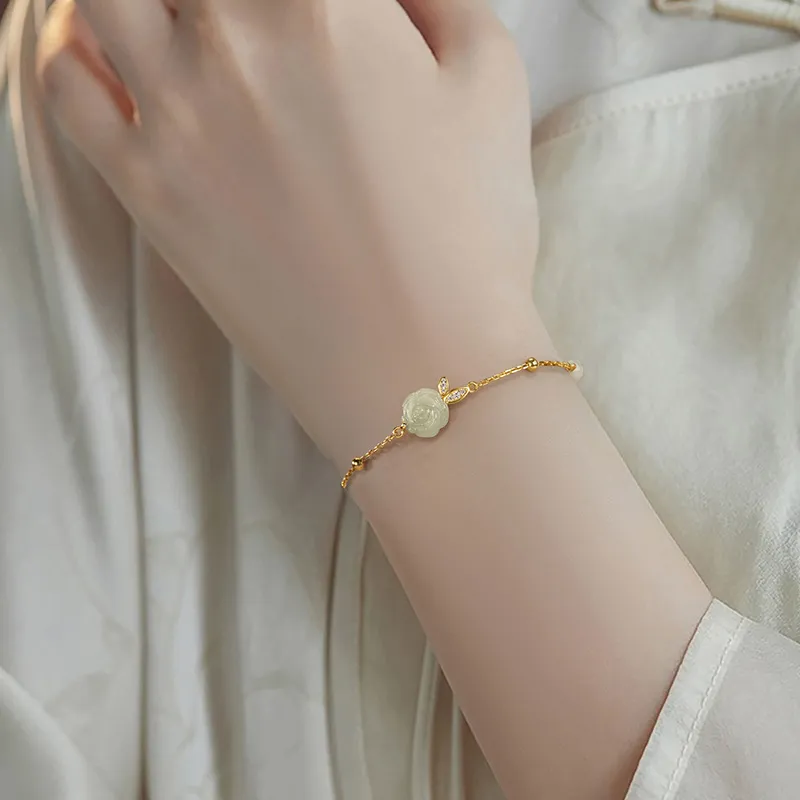 Central Fashion Hetian Jade Bracelets Green Jade Women's-4