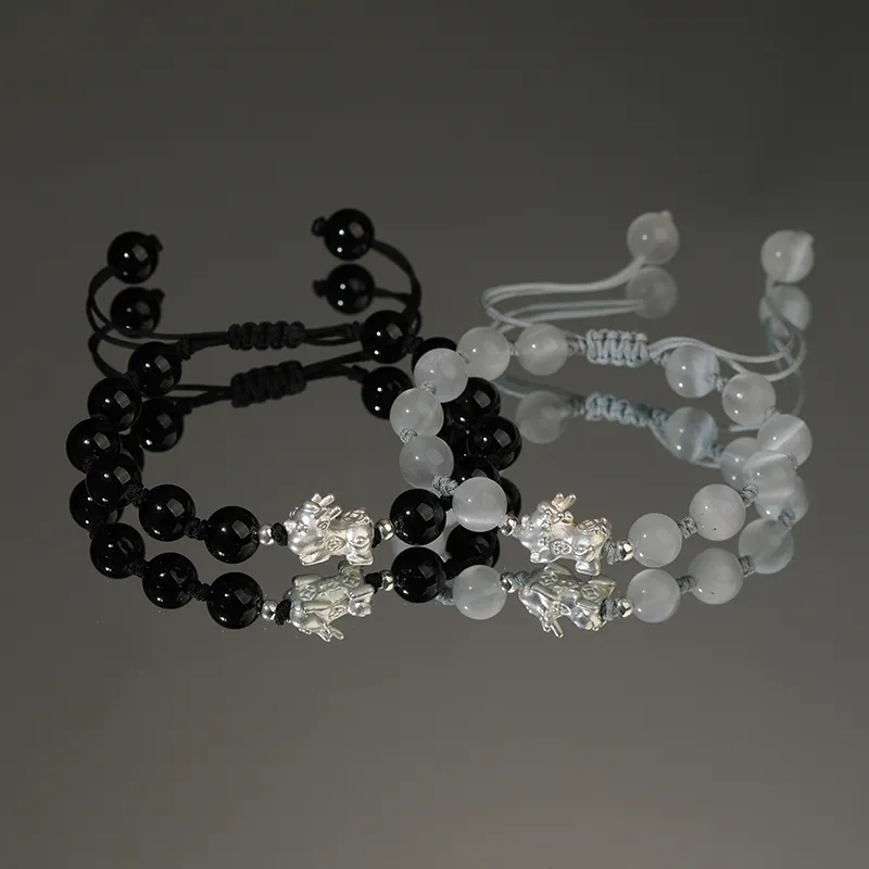 Central Fashion Obsidian Jade Bracelets Unisex-6