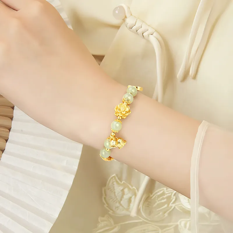 Central Fashion Bracelets Pale Greenish White Jade Women's-4