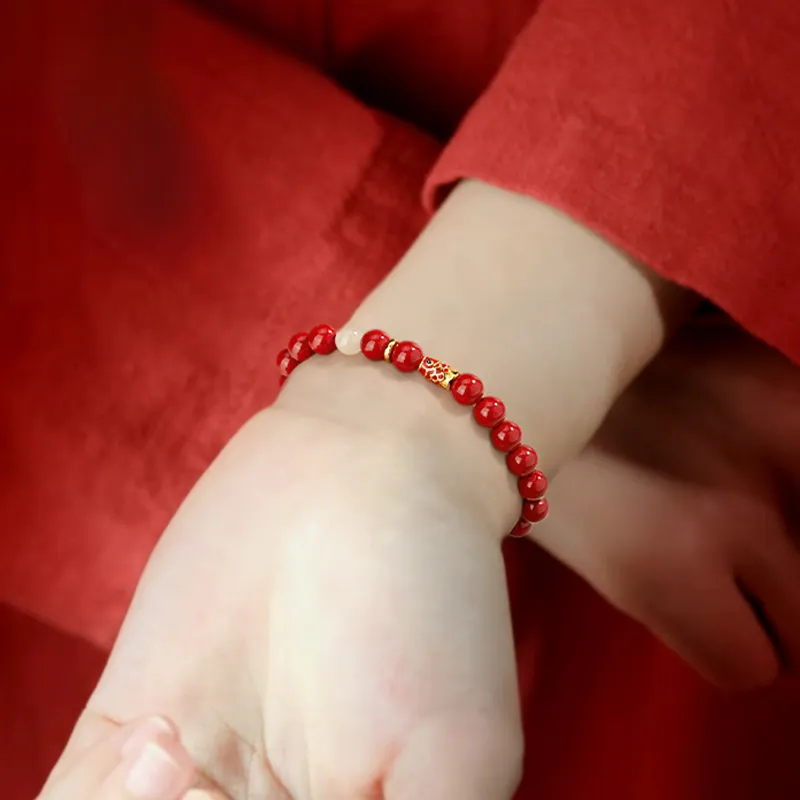 Central Fashion Reconstructed Cinnabar Bracelets Women's-3