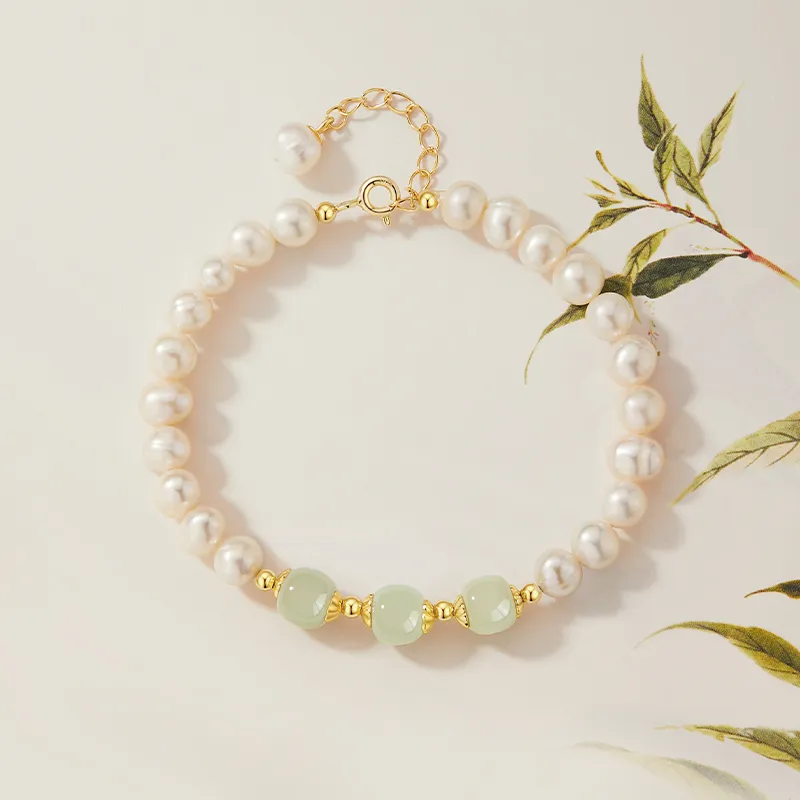 Central Fashion Hetian Jade Bracelets Green Jade Women's-1