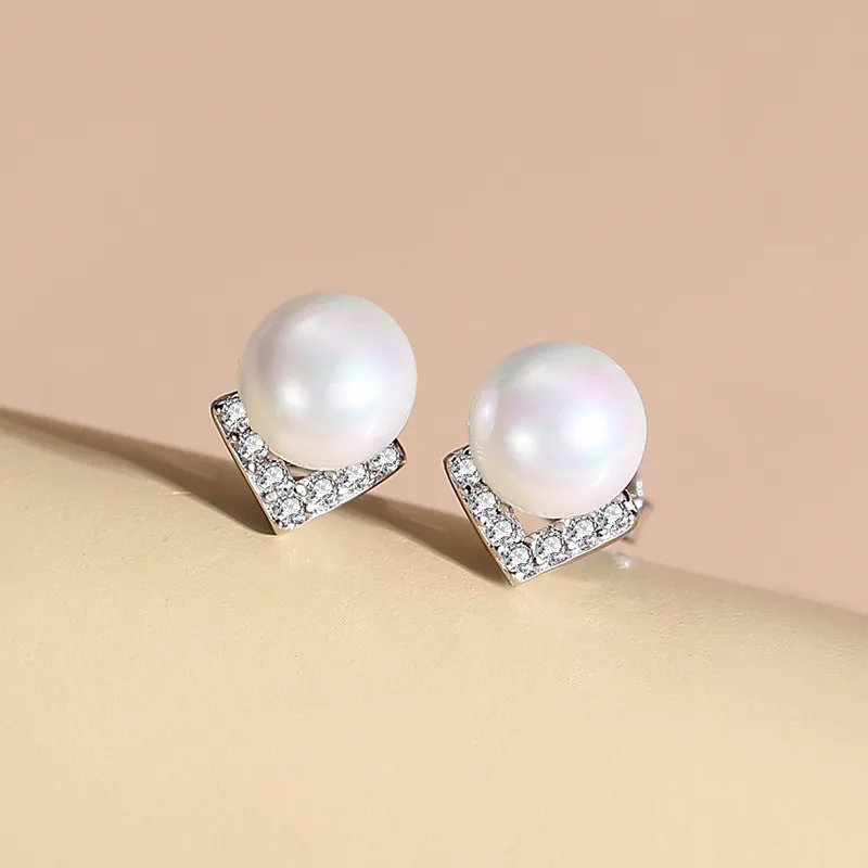 Central Fashion Pearl Stud Earrings Women's-2