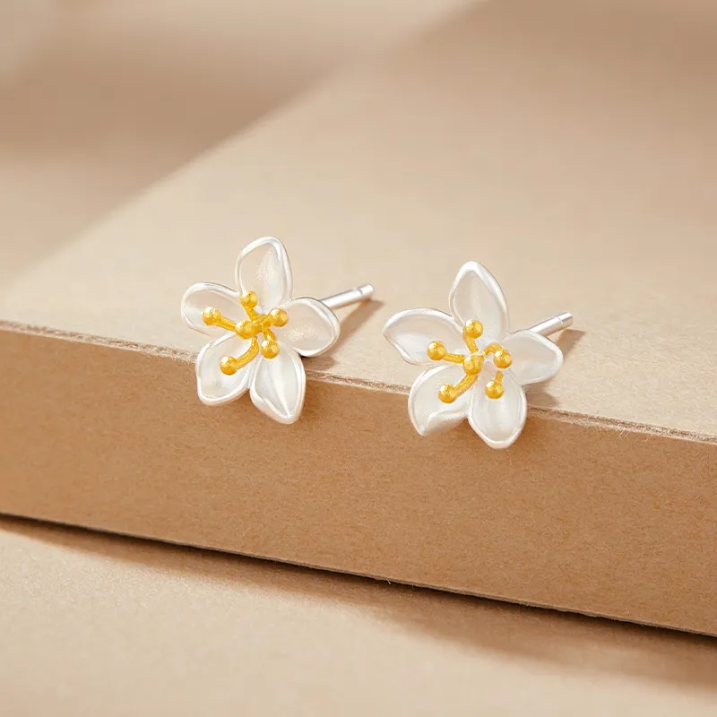 Central Fashion 999 Fine Silver Stud Earrings Women's-1