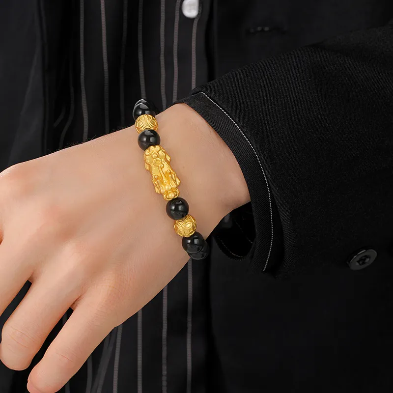 Central Fashion Obsidian Jade Bracelets Unisex-4