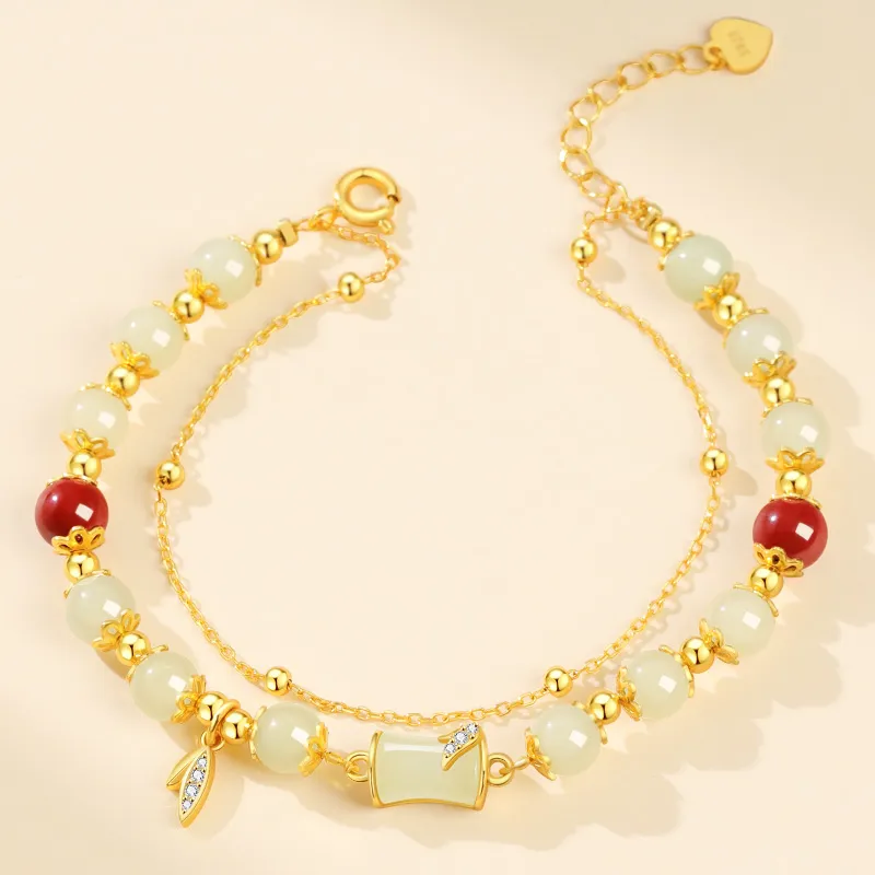 Central Fashion Bracelets Pale Greenish White Jade Women's-2