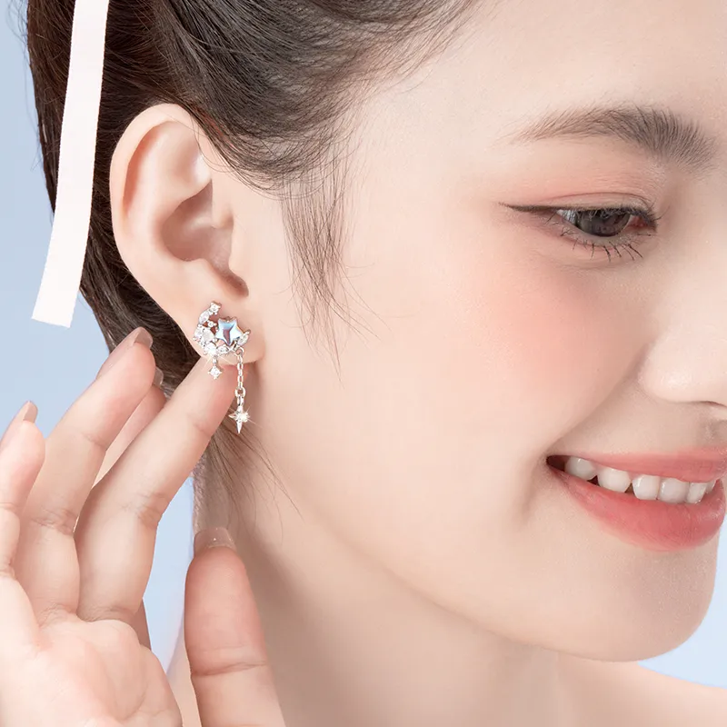 Central Fashion Silver 925 Stud Earrings Women's-3