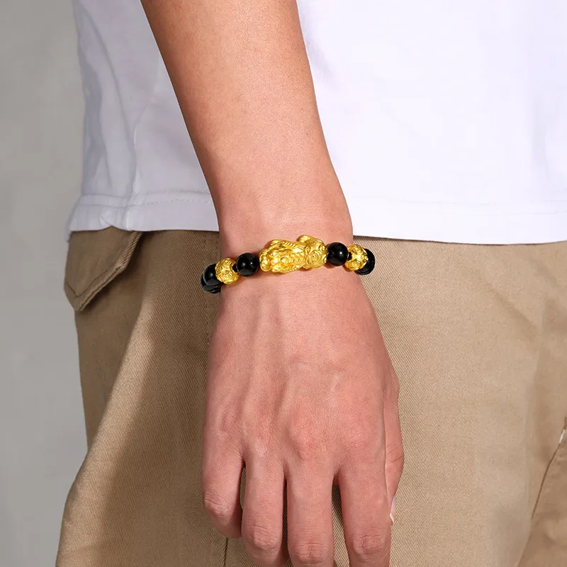 Central Fashion Natural Obsidian Jade Bracelets Unisex-6