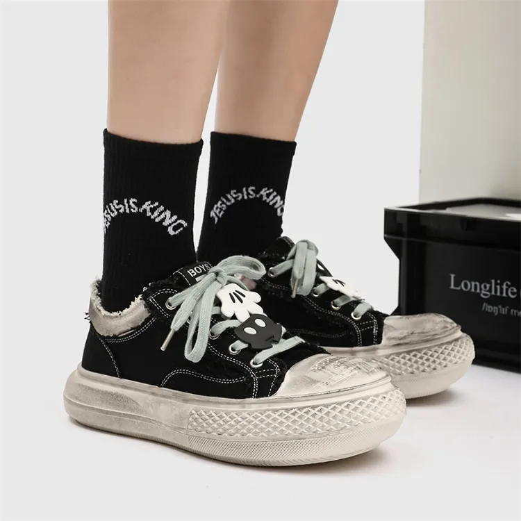 Lady's House Breathable Low-Top Canvas Shoes Men's Black-5
