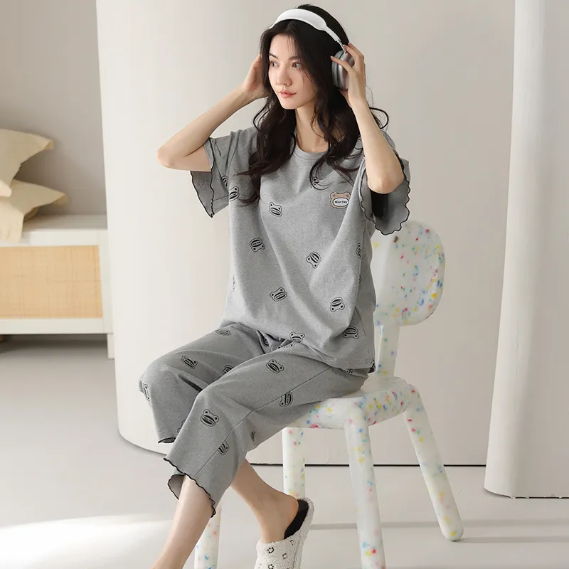 Top Melon Pajama Set Women's Gray-4