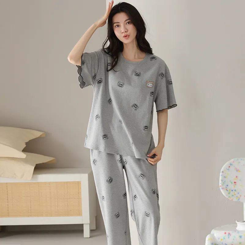 Top Melon Pajama Set Women's Gray-2