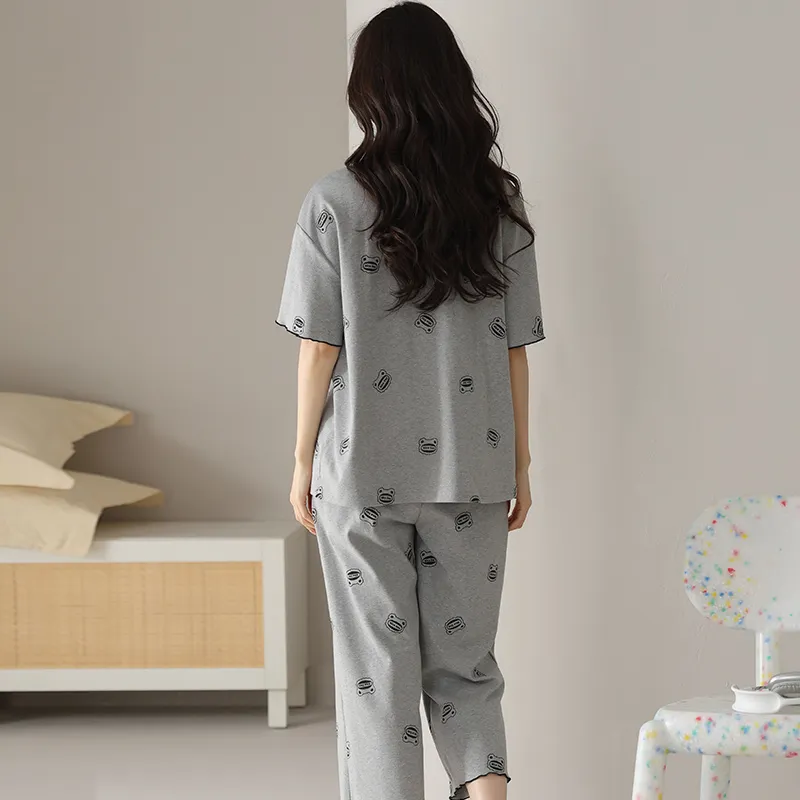 Top Melon Pajama Set Women's Gray-3