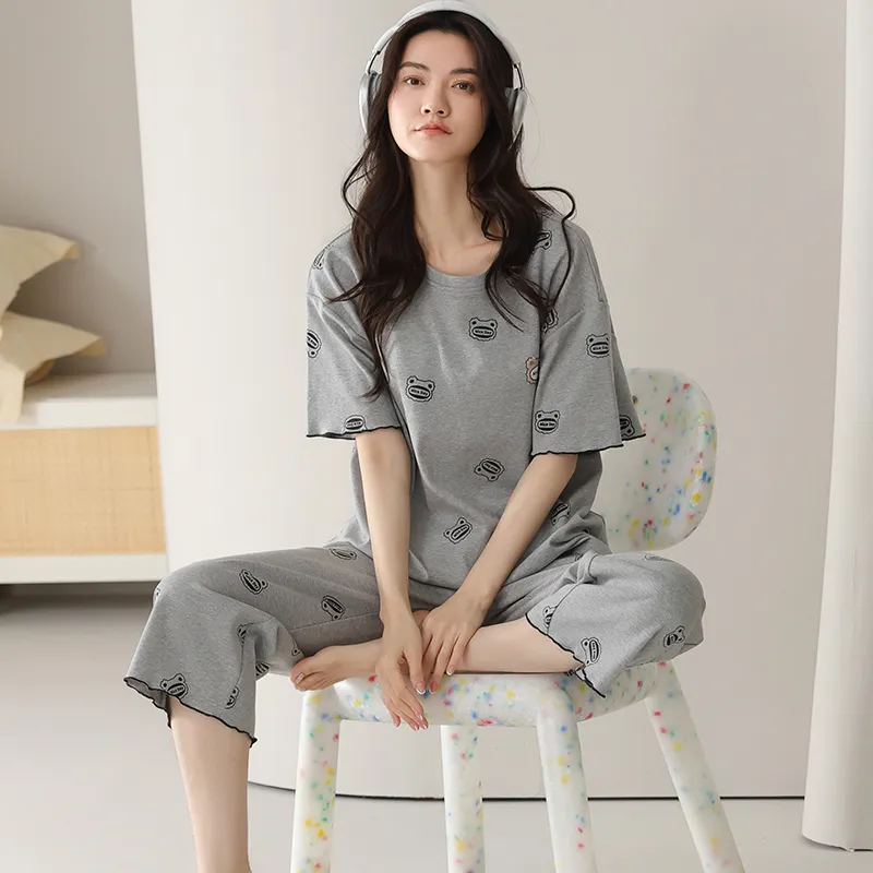 Top Melon Pajama Set Women's Gray-6
