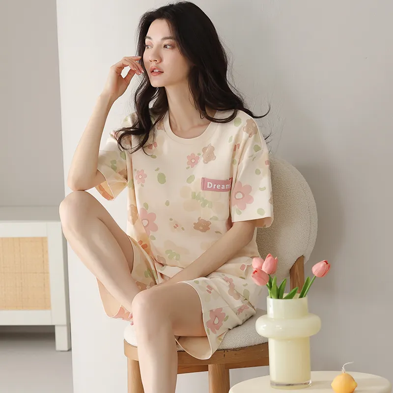 Top Melon Pajama Set Women's Beige-2