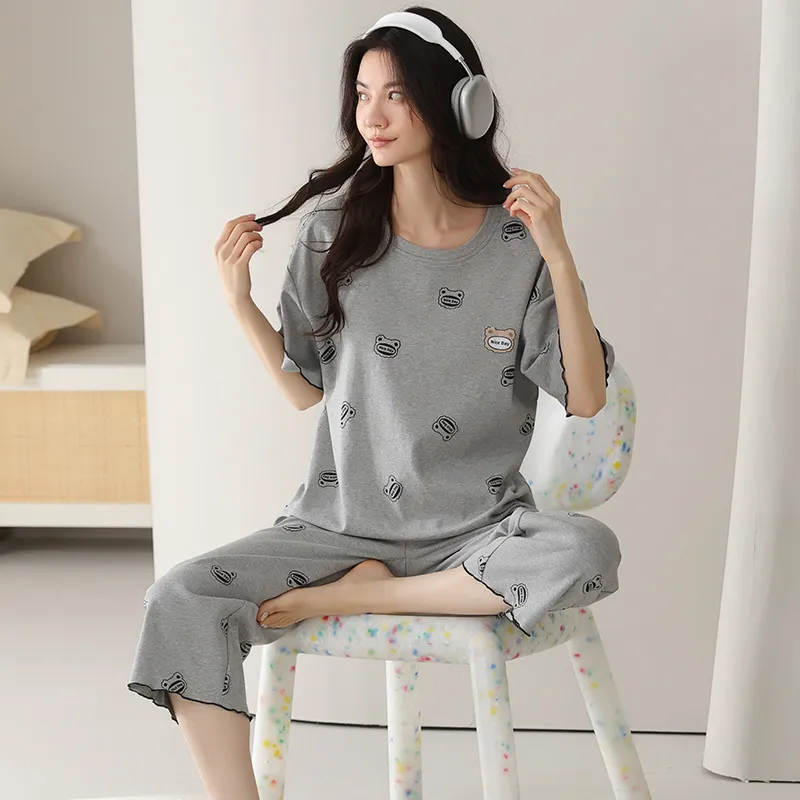 Top Melon Pajama Set Women's Gray-1