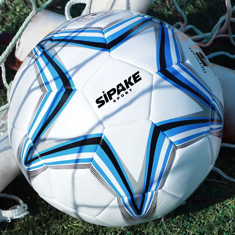 SIPAKESPORT Size 5 Size 4 Soccer PU Machine Stitched Soccer Ball Unisex Blue White-4