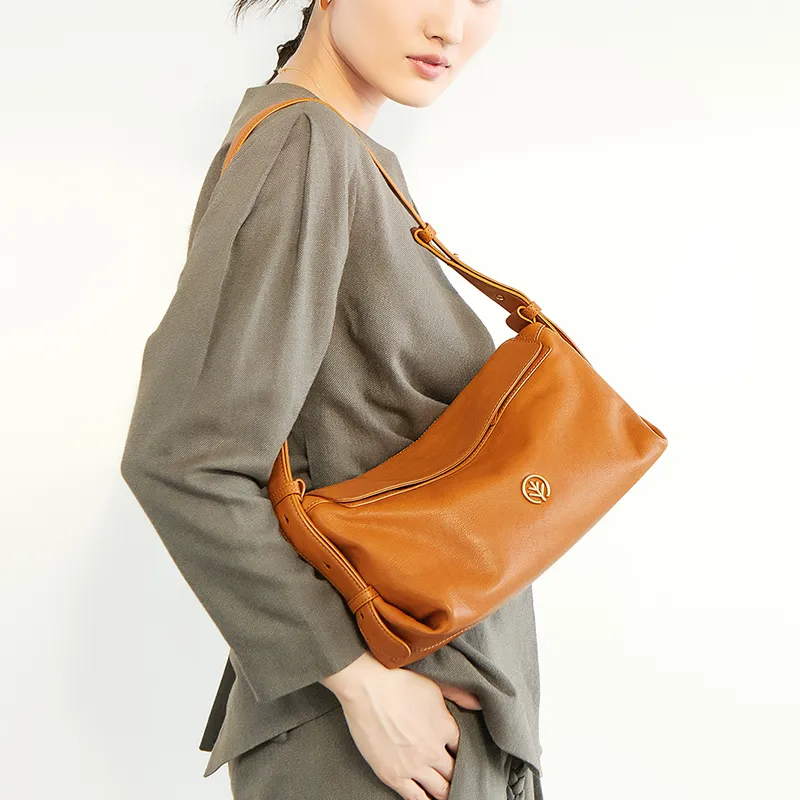 BAGTREE Imported Top Grain Vegetable Tanned Genuine Leather Pillow Shoulder Bag Regular Unisex Multicolor-7