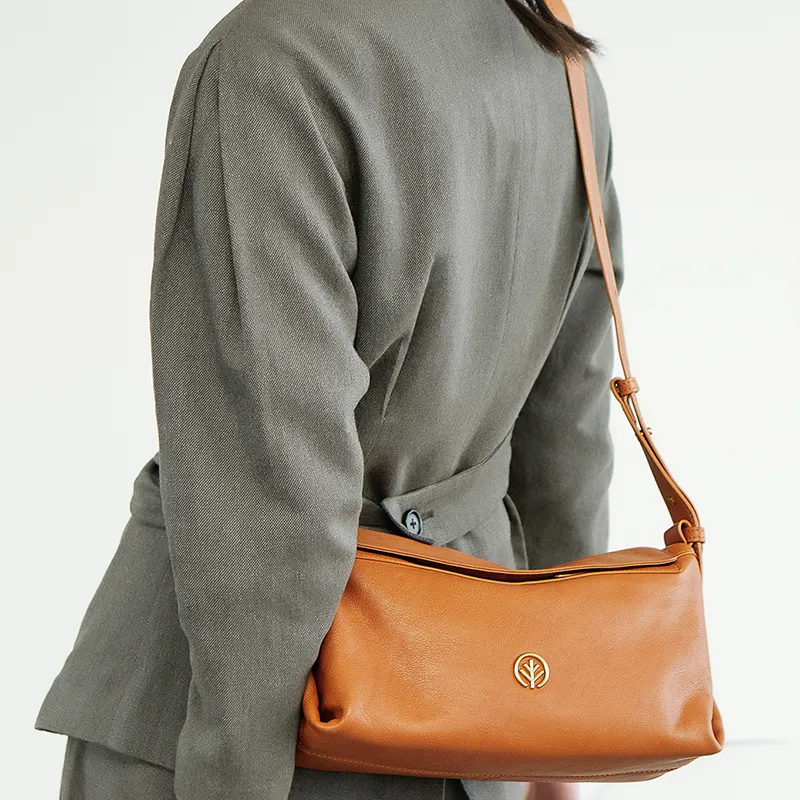BAGTREE Imported Top Grain Vegetable Tanned Genuine Leather Pillow Shoulder Bag Regular Unisex Multicolor-8