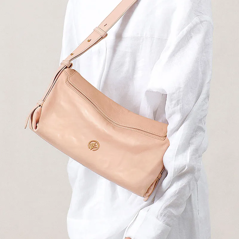 BAGTREE Imported Top Grain Vegetable Tanned Genuine Leather Pillow Shoulder Bag Regular Unisex Multicolor-54