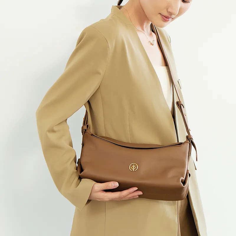 BAGTREE Imported Top Grain Vegetable Tanned Genuine Leather Pillow Shoulder Bag Regular Unisex Multicolor-15