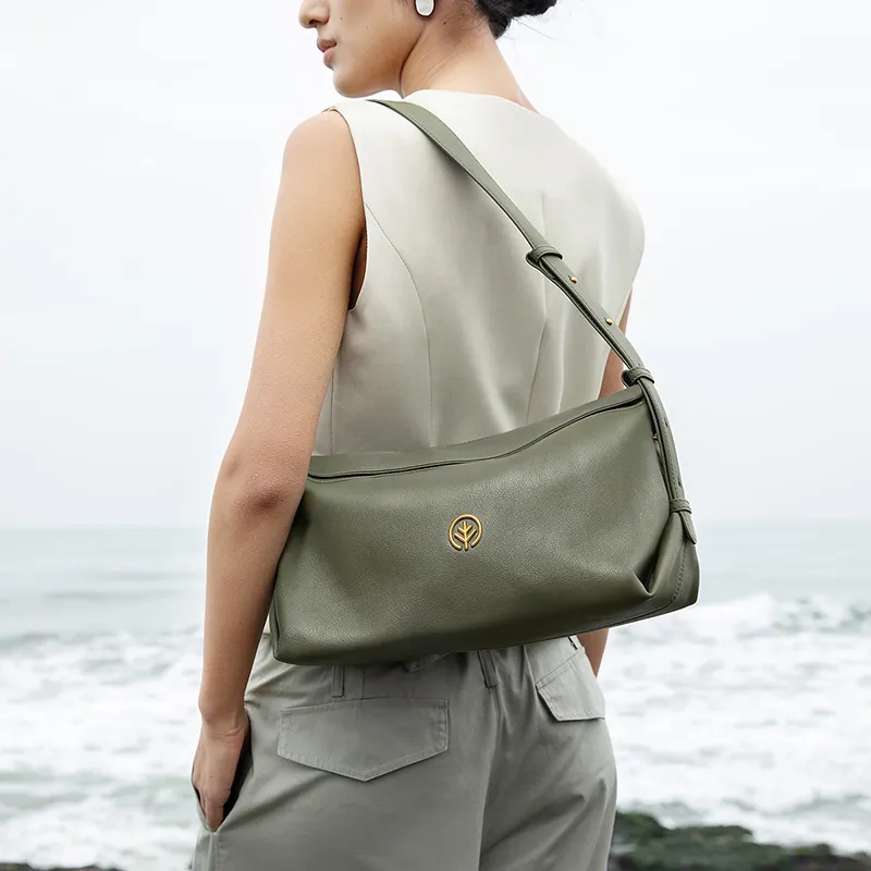 BAGTREE Imported Top Grain Vegetable Tanned Genuine Leather Pillow Shoulder Bag Regular Unisex Multicolor-30