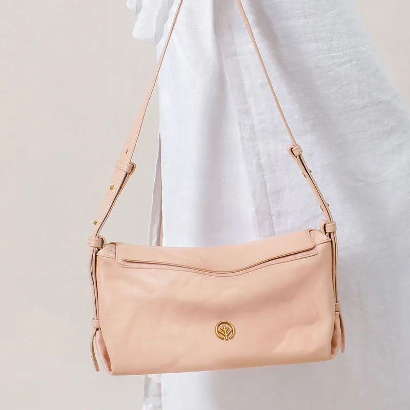 BAGTREE Imported Top Grain Vegetable Tanned Genuine Leather Pillow Shoulder Bag Regular Unisex Multicolor-55