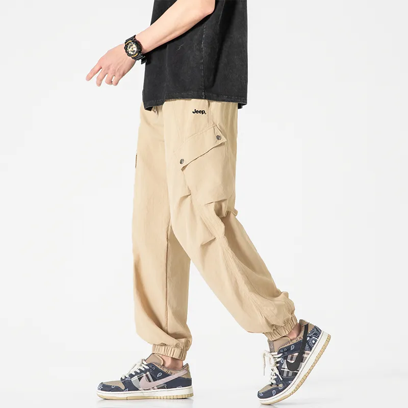 Jeep Individual Lace Up Straight Fit Casual Pants Unisex-17
