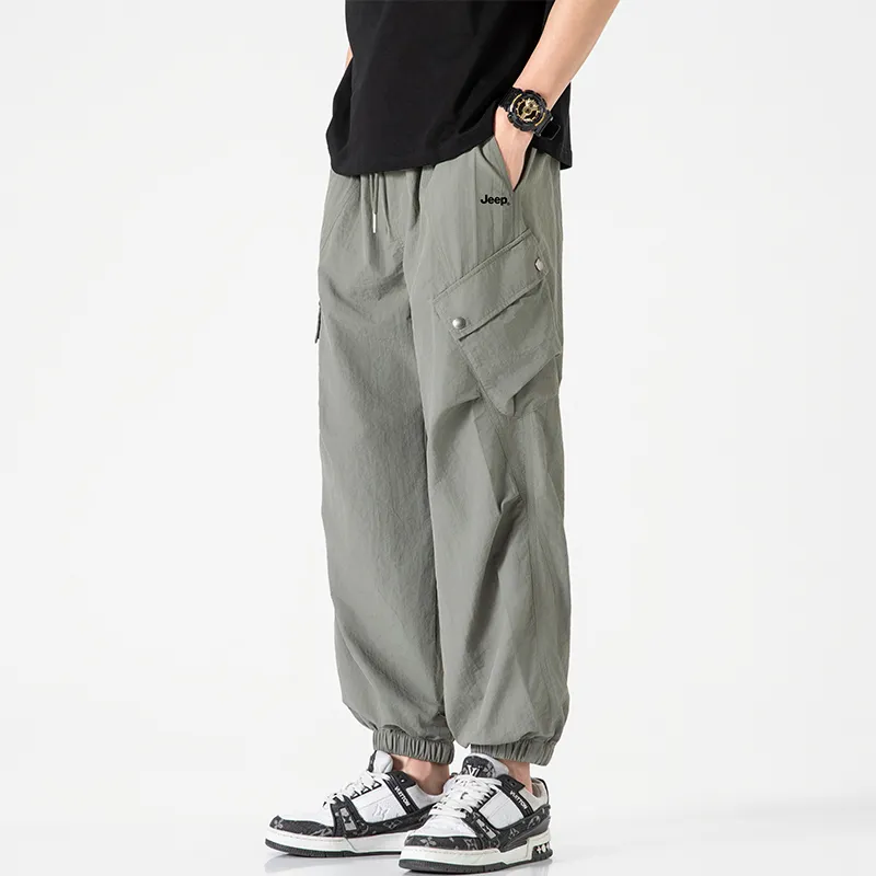 Jeep Individual Lace Up Straight Fit Casual Pants Unisex-3