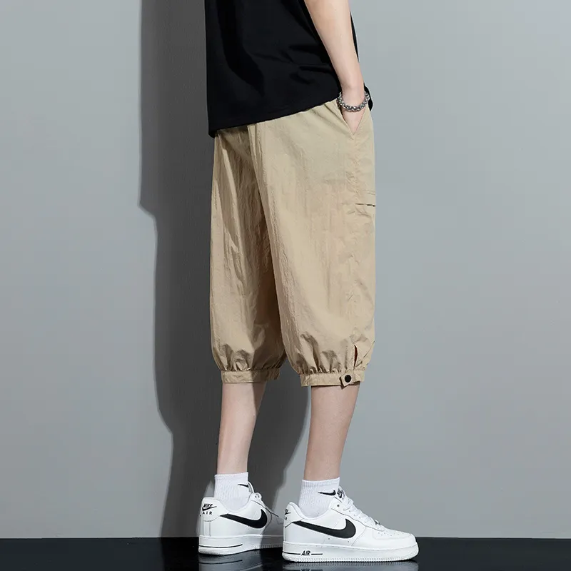 Jeep Mid Rise Lace Up 7/8 Casual Shorts Unisex-4