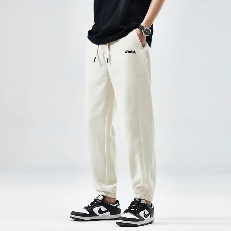 Jeep Elastic Straight Fit Elastic Cuff Lace Up Casual Pants Unisex-2