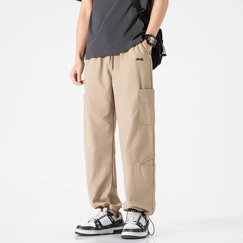 Jeep Individual Lace Up Straight Fit Casual Pants Unisex-56