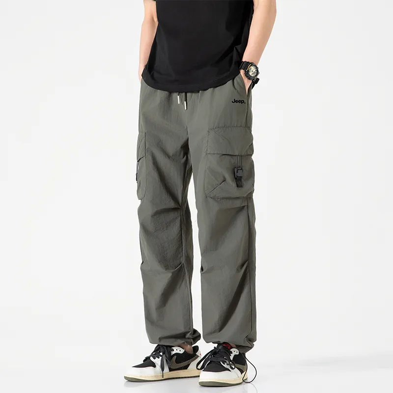 Jeep Individual Lace Up Straight Fit Casual Pants Unisex-98